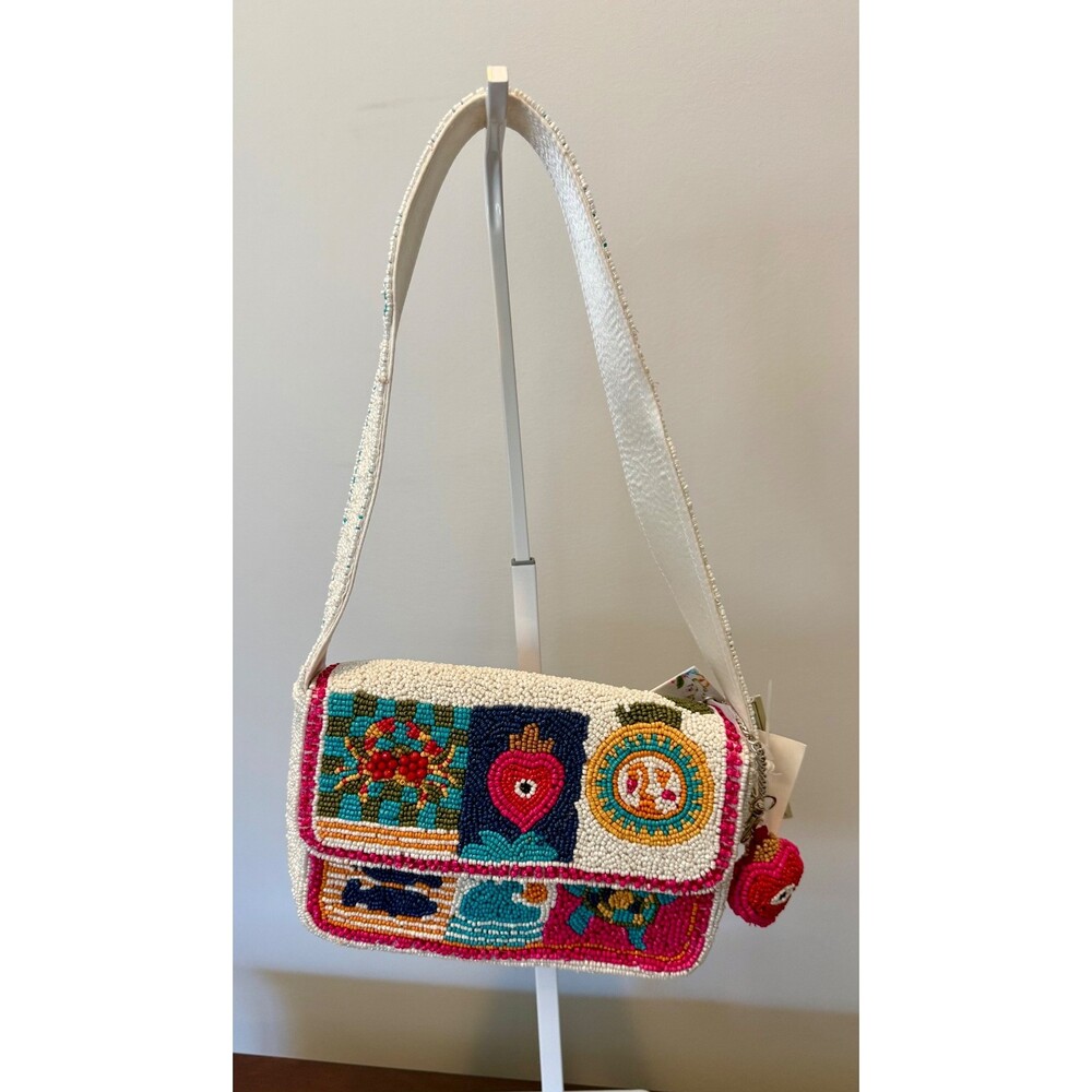 NWT Evil Eye Viral Beaded Bag with matching pink evil eye bag charm